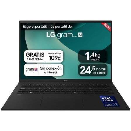 Portátil LG Gram 17Z90TL-G.AU88BN Intel Core Ultra 7-258V/ 32GB/ 1TB SSD/ 17"/ Win11