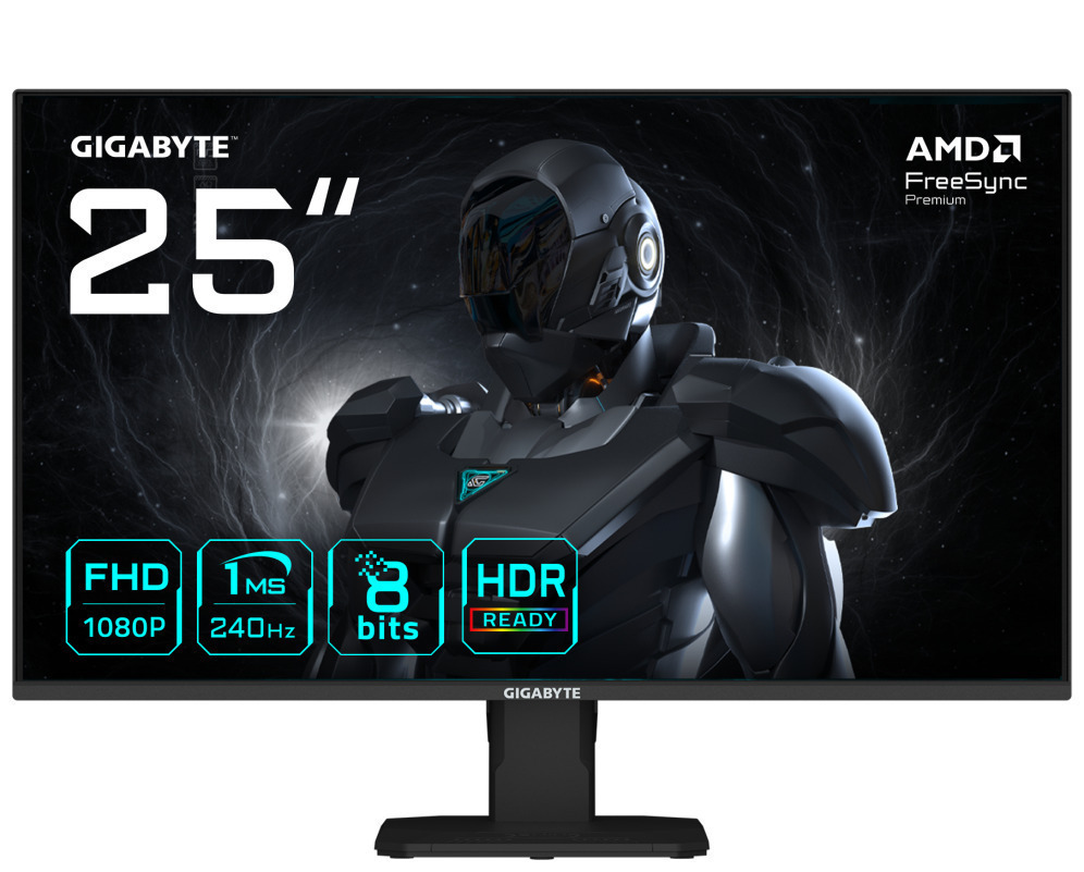 GIGABYTE GS25F2A Monitor Gaming 25" FHD - 1920 x 1080, 240Hz, 1ms, 300 cd/m², Display HDR 10, HDMI 2.0, DisplayPort 1.4