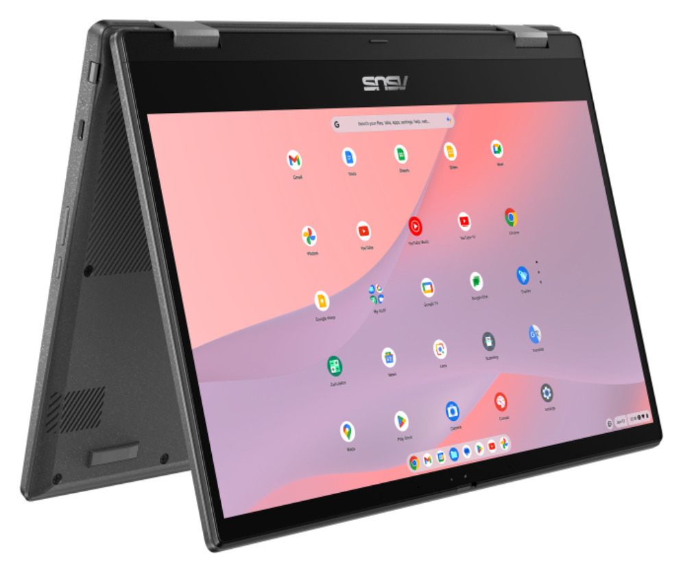 ASUS Chromebook CM14 Flip CL1402FM2A-EC0286 - Ordenador Portátil 14" Full HD (MediaTek Kompanio 520, 8GB RAM, 128GB eMMC, ARM Mali-G52 MC2, ChromeOS) Gris Gravidad - Teclado QWERTY español