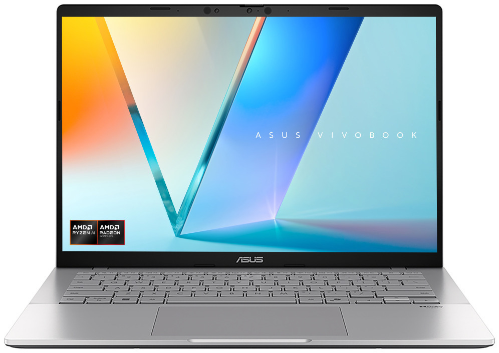 ASUS Vivobook S14 OLED M3407GA-SF010 Copilot+ PC - Ordenador Portátil 14" WUXGA (AMD Ryzen AI 7 445, 16GB RAM, 512GB SSD, Radeon 840M, Sin Sistema Operativo) Plata Fría - Teclado QWERTY español